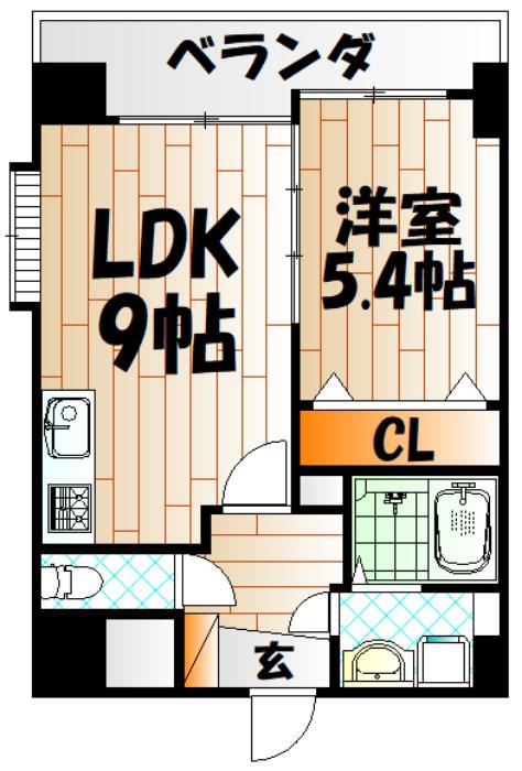 FORTUNATE砂津(1LDK/7階)の間取り写真