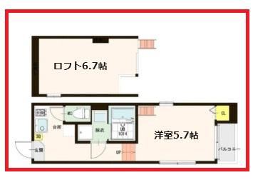 リンクス五反野(ワンルーム/2階)の間取り写真