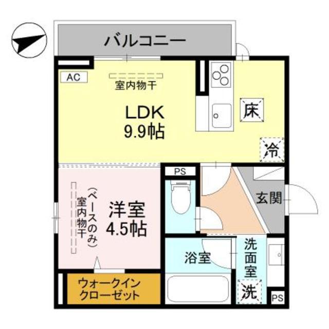 D-ROOM福住B(1LDK/1階)の間取り写真