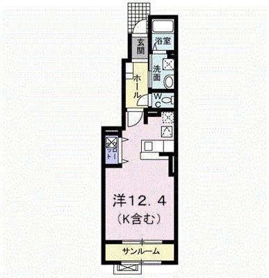 エアリーI(ワンルーム/1階)の間取り写真