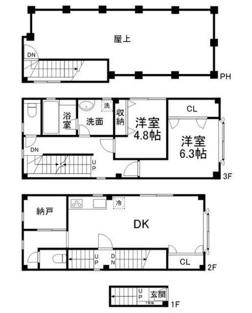リヨンドール京成小岩(3DK/2階)の間取り写真