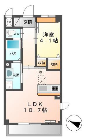 HIRO ウエスト(1LDK/2階)の間取り写真