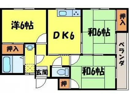 セゾン・ユウワ(3DK/2階)の間取り写真