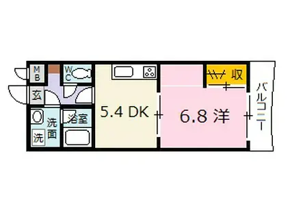 ＪＲ芸備線 玖村駅 徒歩17分 3階建 築33年(1DK/3階)の間取り写真