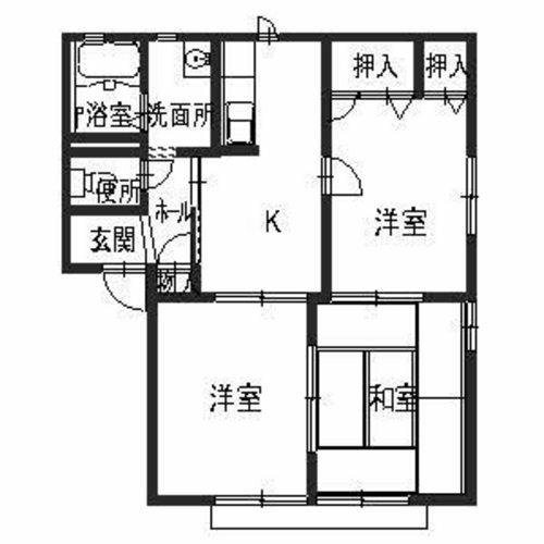 サンセントラルD棟(3K/2階)の間取り写真