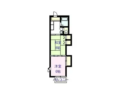 シャトー境谷地(2K/1階)の間取り写真