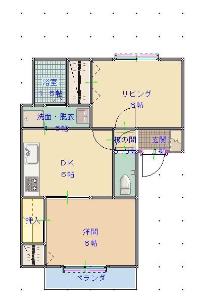 メゾンアプリコット(2DK/1階)の間取り写真