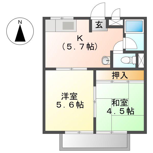 マンションフクミ(2K/1階)の間取り写真