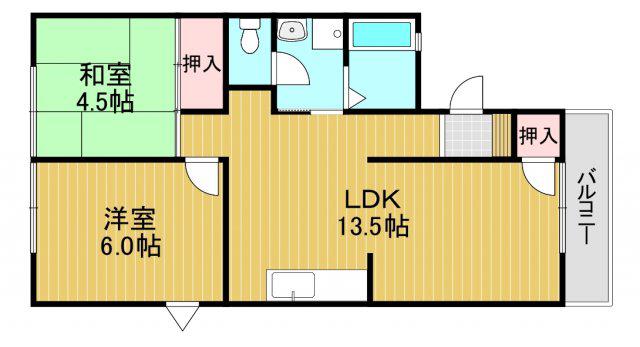グリーンヒル小金台 B棟(2LDK/1階)の間取り写真