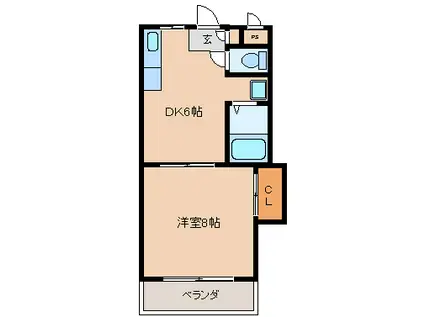 シャロム新町(1DK/3階)の間取り写真