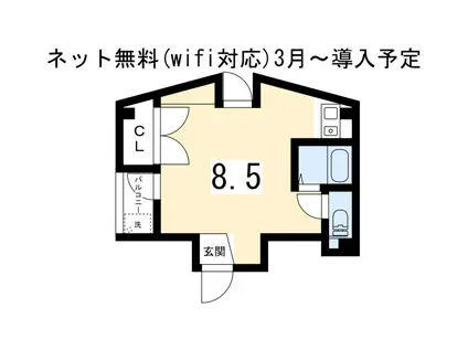 シェモアII(1K/4階)の間取り写真