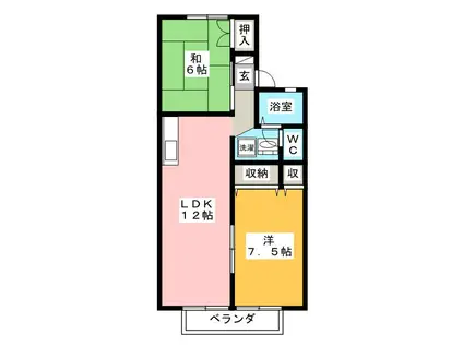 ゴーバルハウスE(2LDK/2階)の間取り写真
