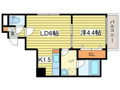 ラッフルズコート(1LDK/4階)の間取り写真