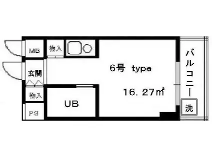 パレダイト谷町(ワンルーム/2階)の間取り写真