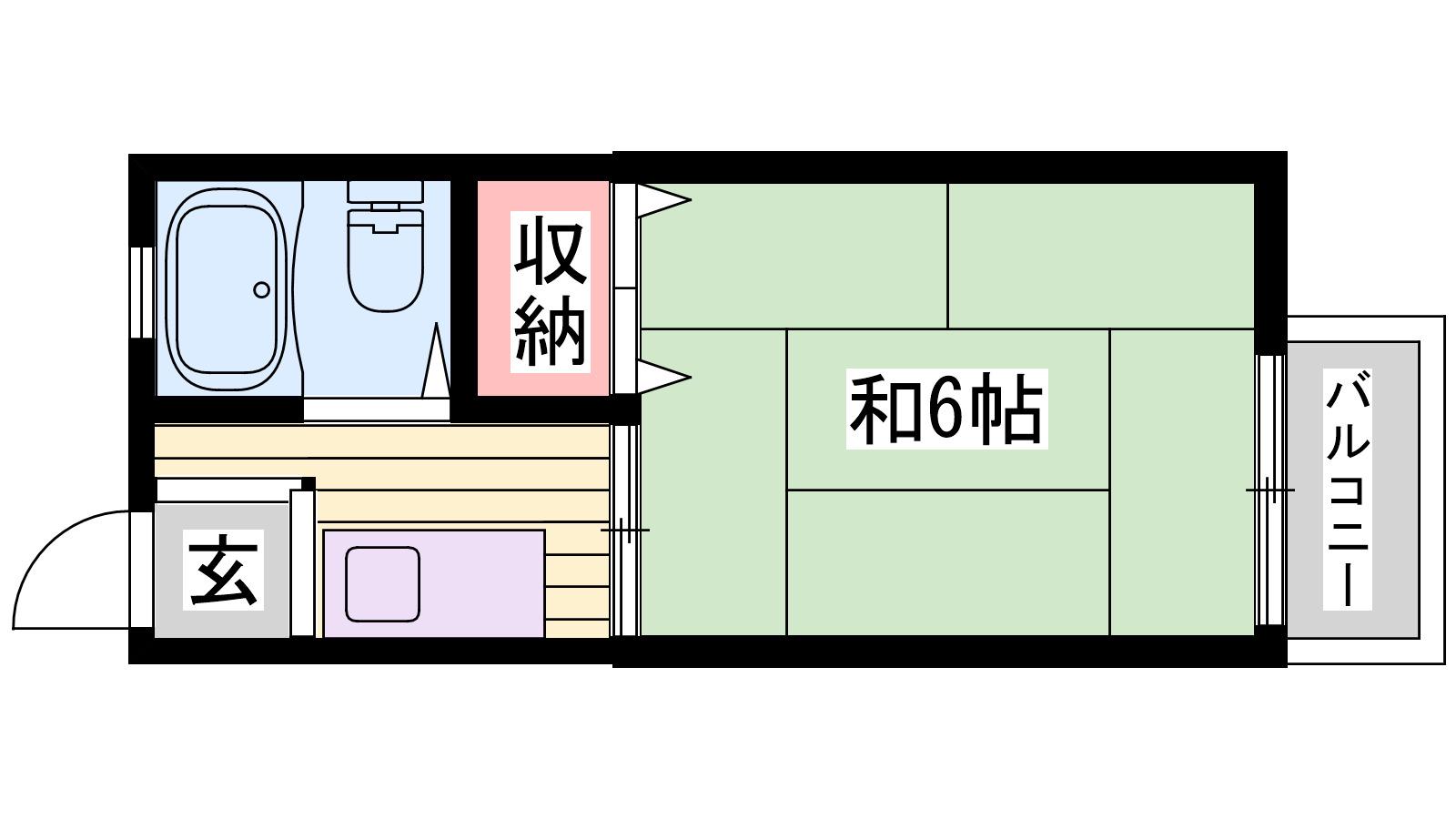 東辻井ハイツ(ワンルーム/1階)の間取り写真