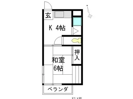 新瀬戸コーポ(1K/1階)の間取り写真