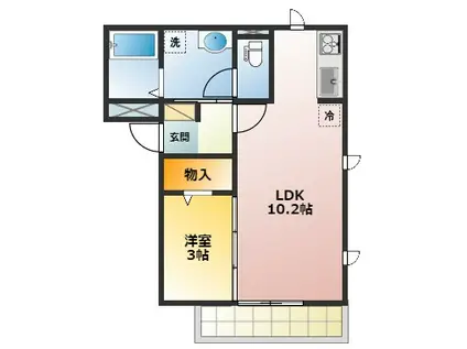 シェリール(1LDK/1階)の間取り写真