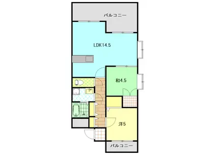 サンピーノ祇園之洲(2LDK/2階)の間取り写真