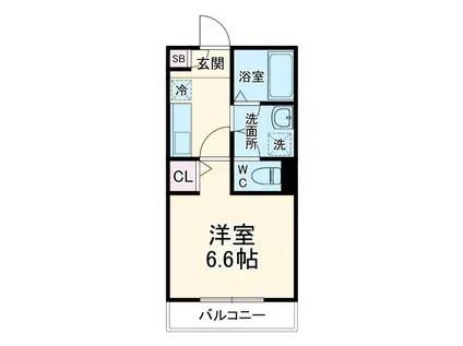 ジーメゾン松戸中和倉(1K/1階)の間取り写真