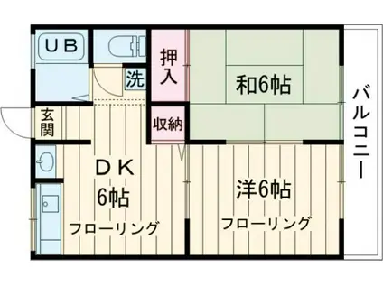 メゾンアムールI(2DK/2階)の間取り写真