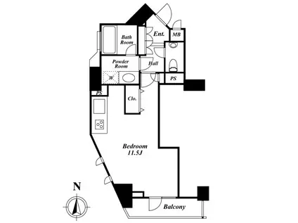 ドゥーエ西麻布II(ワンルーム/10階)の間取り写真