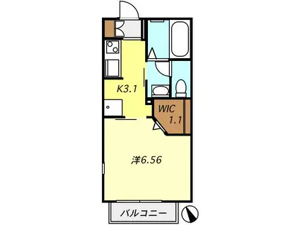 SHAMAISON グラシューズ ソレイユ(1K/2階)の間取り写真