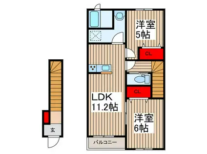 リーブルファイン三郷新和(2LDK/2階)の間取り写真