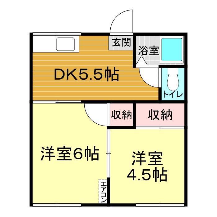 第1藤井コーポ(2DK/2階)の間取り写真