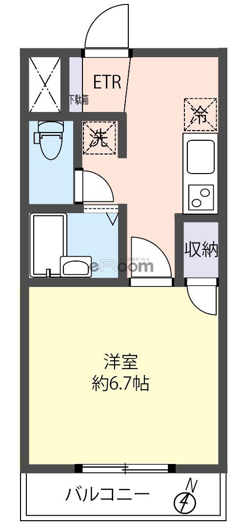 エルシオン弥生(1K/3階)の間取り写真