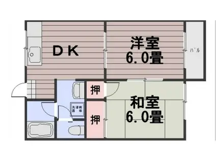 ヴィラ高島(2LDK/2階)の間取り写真