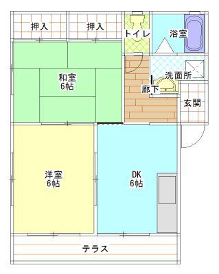コーポユリ(2DK/1階)の間取り写真
