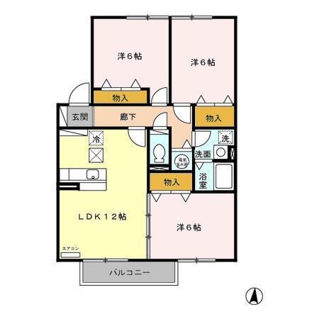 アトリオ(3LDK/1階)の間取り写真