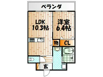 ジュピター(1LDK/7階)の間取り写真