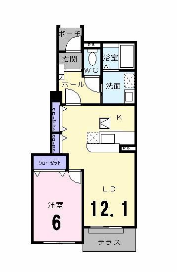 ブリーゼ・F(1LDK/1階)の間取り写真