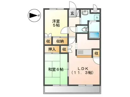 アムールエバーハイツ(2LDK/2階)の間取り写真