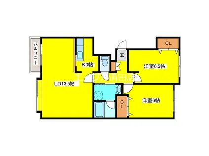 Lクレスト(2LDK/2階)の間取り写真