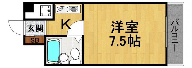 西北チェリー(1K/4階)の間取り写真