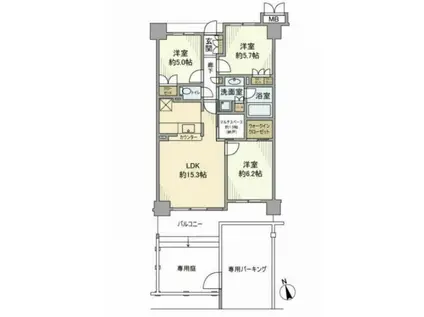 ゆりのき台ハイライズ(3LDK/1階)の間取り写真