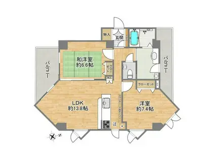 リヴェルテ湘南(2LDK/2階)の間取り写真