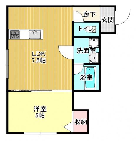 アスイエ(1LDK/1階)の間取り写真