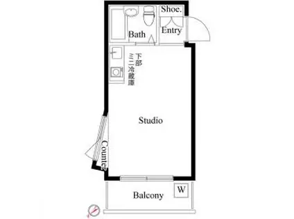 国立ヒルズ(ワンルーム/3階)の間取り写真