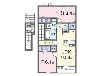 ノーストゥーリバー(2LDK/2階)の間取り写真