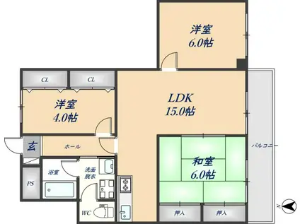 ロイヤルヒルズ(3LDK/4階)の間取り写真