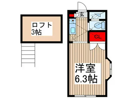 パーク喜多院(ワンルーム/2階)の間取り写真
