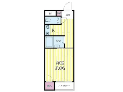 ホワイティ18(1K/2階)の間取り写真