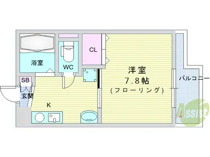 マンションてりは(1K/4階)の間取り写真