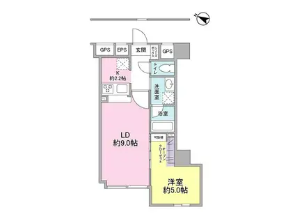 ヴィラ伝馬町(1LDK/5階)の間取り写真