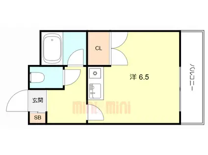 猪名寺ツーワンビル(ワンルーム/2階)の間取り写真