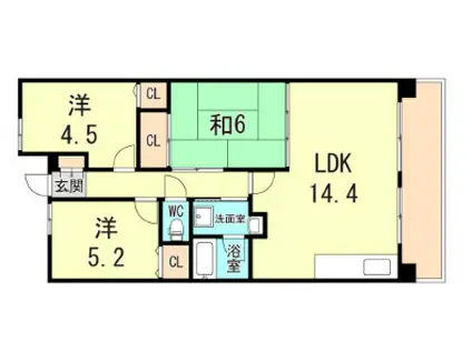 アプリーレ垂水(3LDK/3階)の間取り写真
