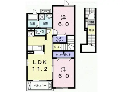 レジェンドアーク III(2LDK/2階)の間取り写真